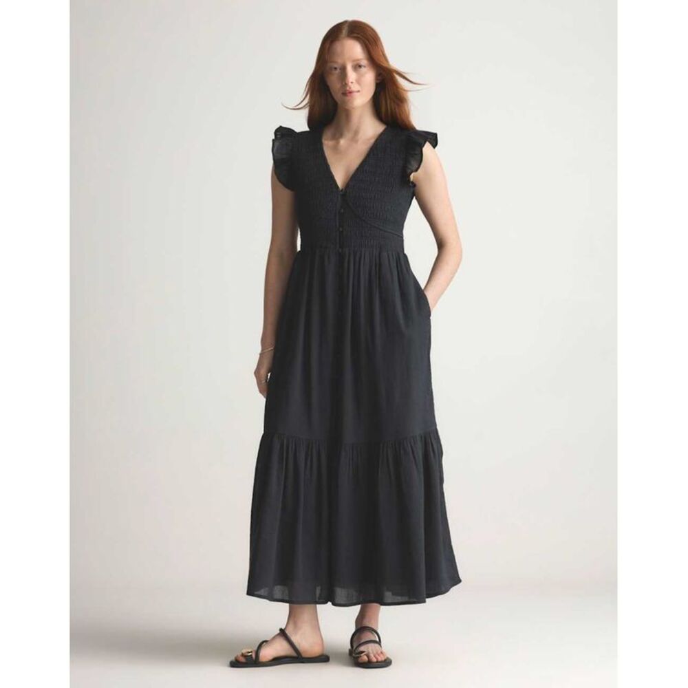 Quince Black Tiered Maxi Dress